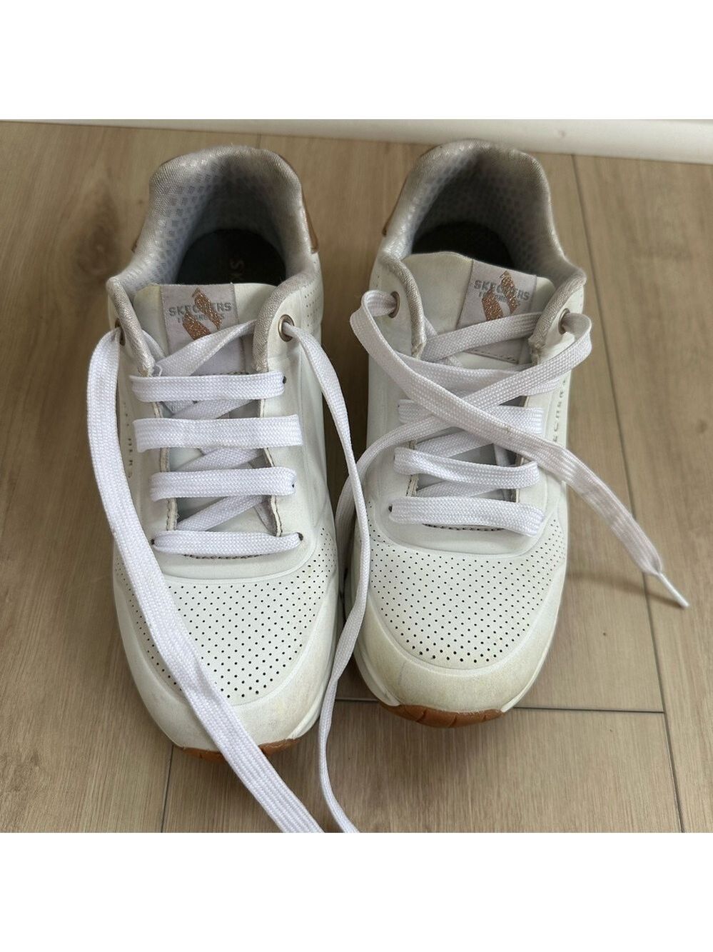 Skechers White Perforated Sneakers